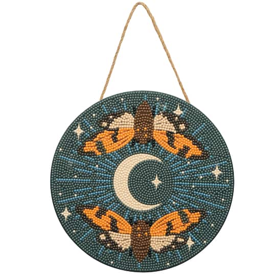 8" Celestial Moths Round Wood Plaque Diamond Art Kit by Make Market®